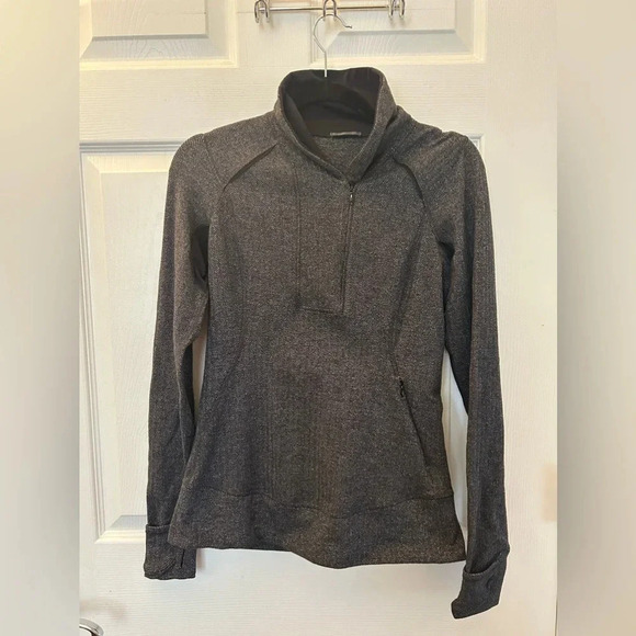 Lululemon Think Fast Pullover Heathered Herringbone Black Size 6 - Picture 2 of 5